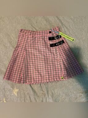 Lazy Oaf x Daddy Bears plaid pleated mini skirt BNWT